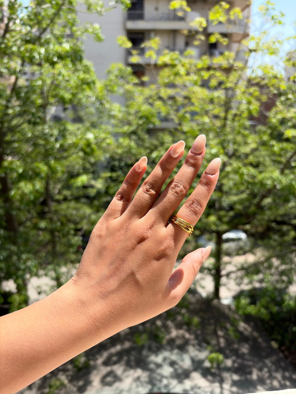 Golden Wave Layer Ring