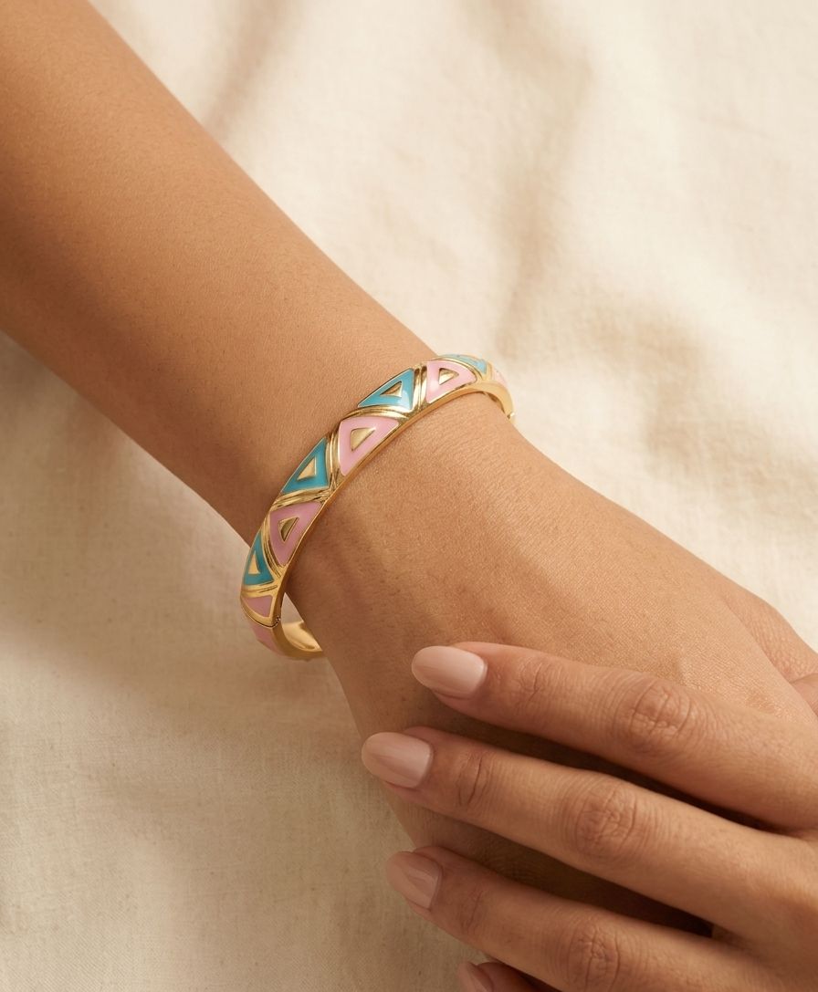 Pink & Blue Enamel Bangle