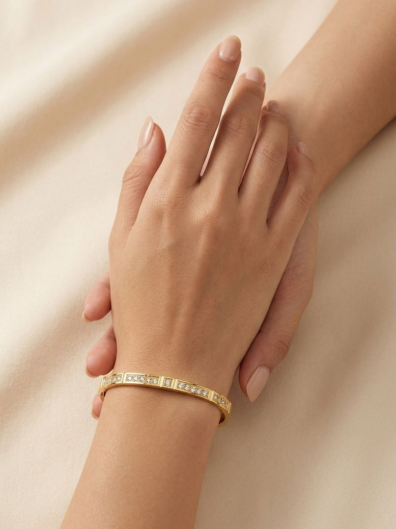 Crystal Bar Gold Bangle