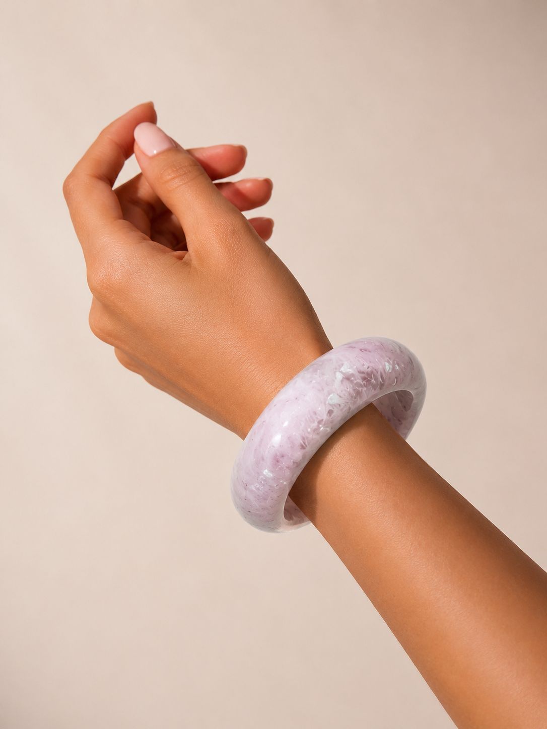 Pink Lilac Marble Resin Bangle