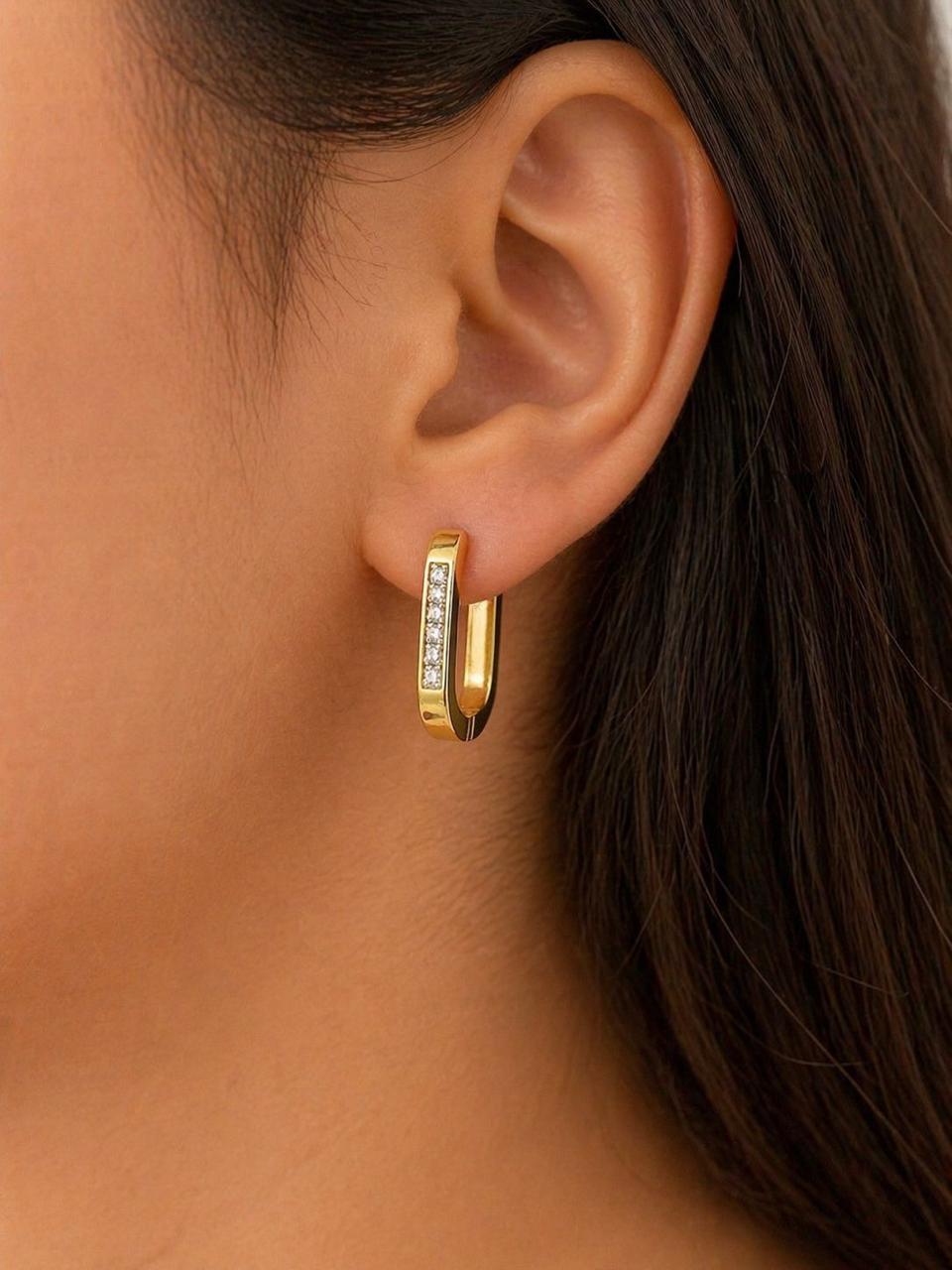 Crystal Link Hoop Earrings| Anti-Tarnish Stainless Steel