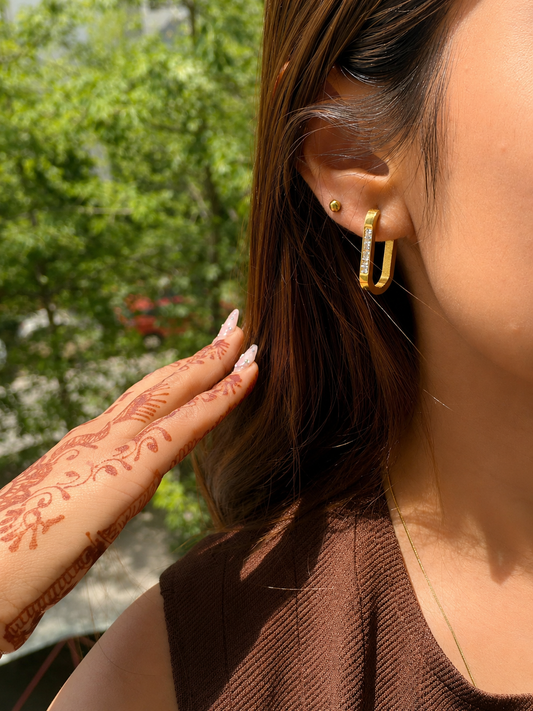 Crystal Link Hoop Earrings