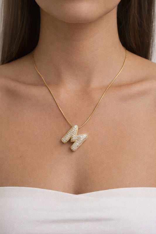 Sparkling Initial M Pendant Necklace
