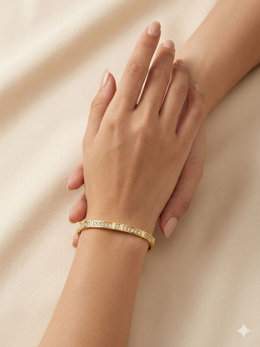Crystal Bar Gold Bangle