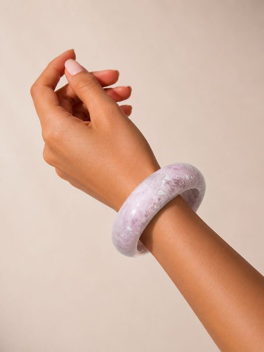 Pink Lilac Marble Resin Bangle