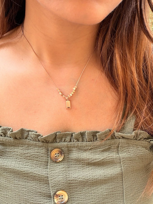 Rose Gold Beaded Bar Pendant Necklace | Minimalist Layering Necklace for Women | Anti-Tarnish Stainless Steel