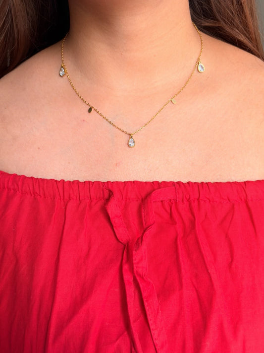 Gold Teardrop Crystal Necklace | Anti-Tarnish Stainless Steel