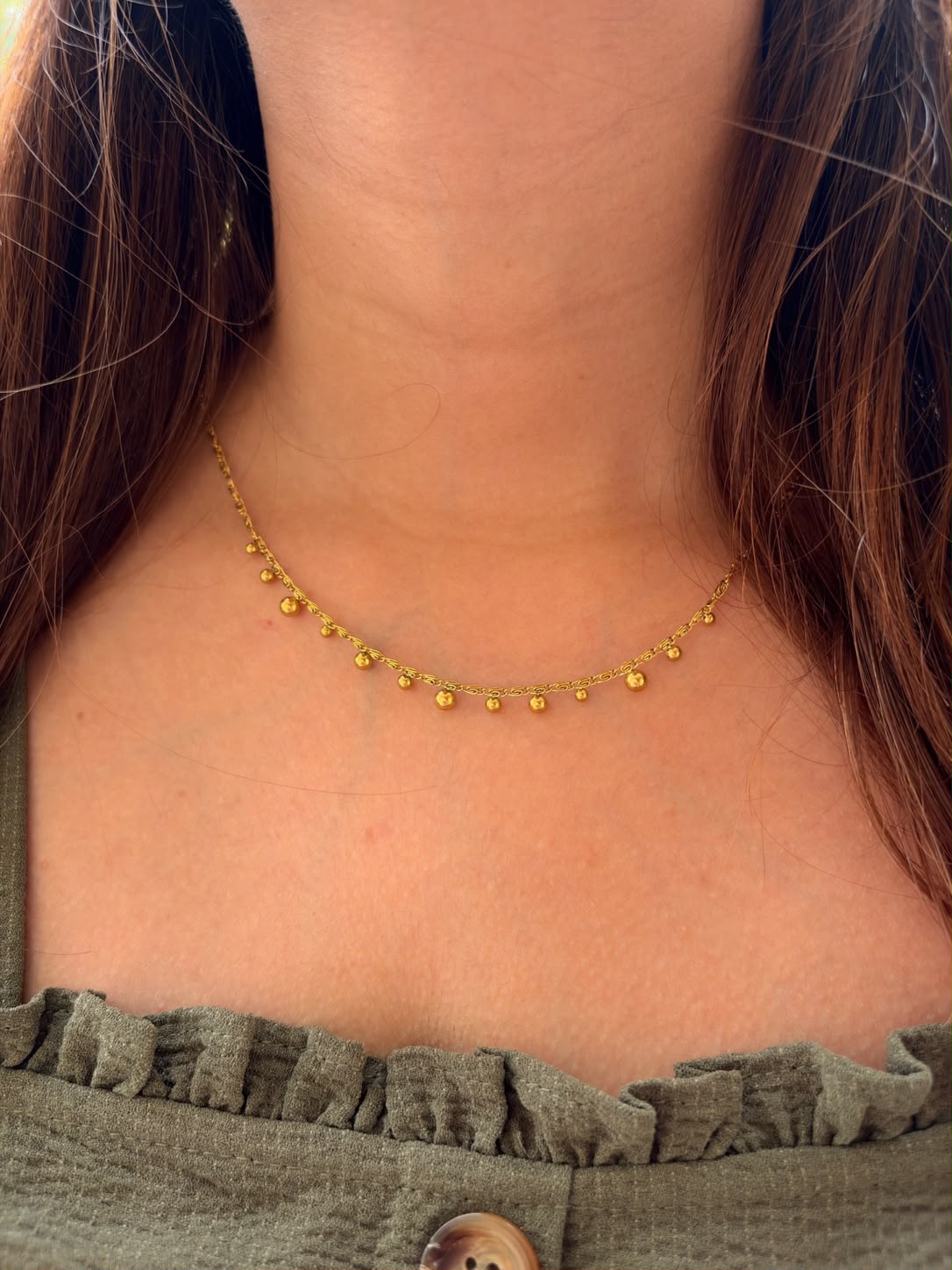 Gold Dainty Beaded Choker Necklace | Anti-Tarnish Stainless Steel