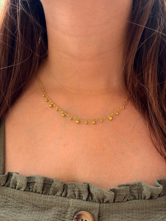 Gold Dainty Beaded Choker Necklace | Anti-Tarnish Stainless Steel