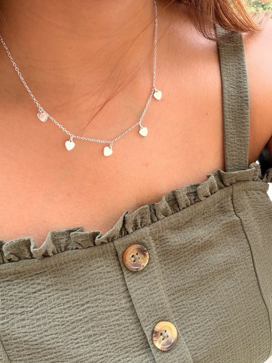 Silver Heart Charm Chain Necklace