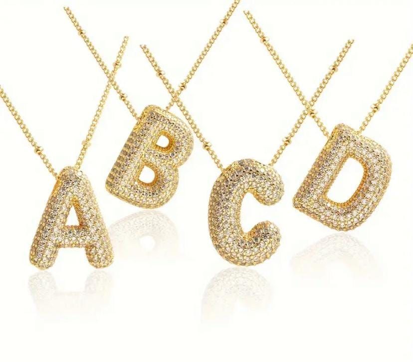 Studded Initial Necklace| Anti-Tarnish Stainless Steel