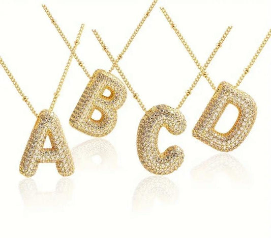 Studded Initial Necklace| Anti-Tarnish Stainless Steel