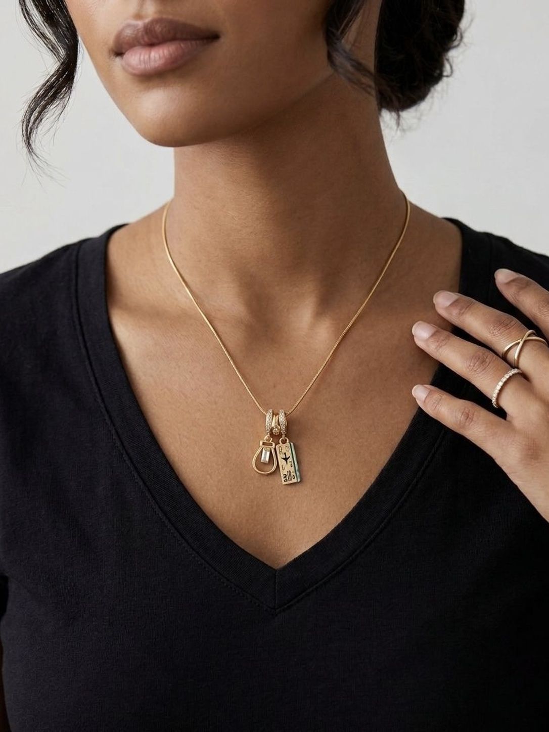 Jet Set Charm Pendant Necklace| Anti-Tarnish Stainless Steel